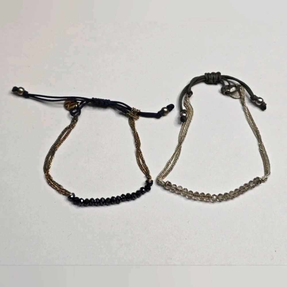 Stella & Dot Black and Gold‎ Beaded Bracelets Set